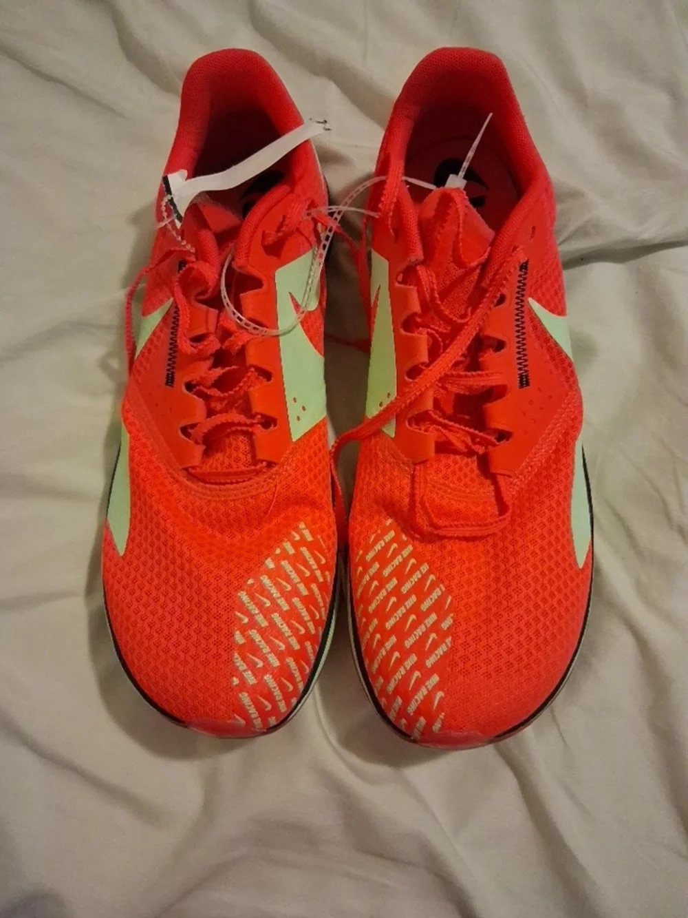 Nike Men’s Bright Red Running Spikes with Volt Swoosh